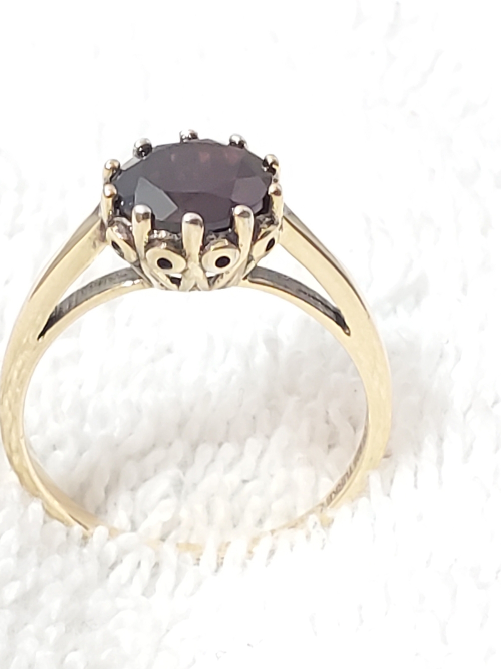 Vintage Gold Plated 925 Sterling Silver Garnet Stone Ring Made in Turkey